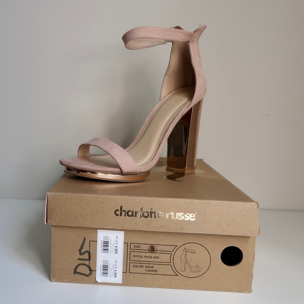 Charlotte Russe Pink Suede/Gold Heels